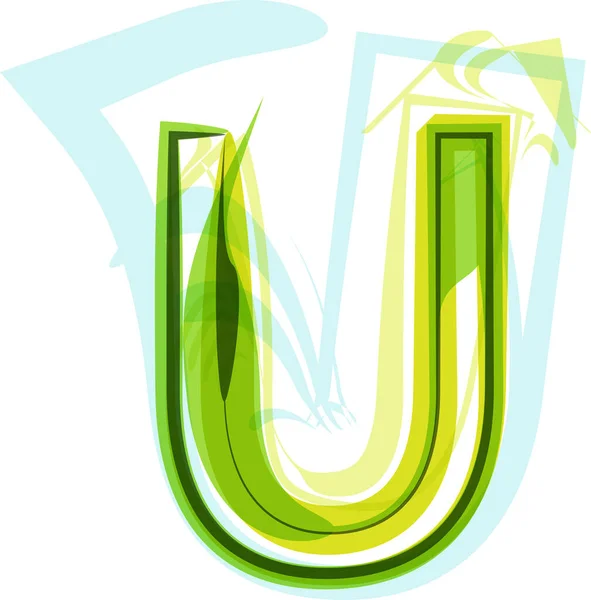 エコロジービーガングリーンエコ要素有機シンボル芸術フォント ベクトルイラスト 手紙U — ストックベクタ