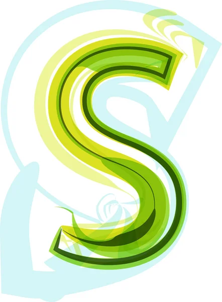 エコロジービーガングリーンエコ要素有機シンボル芸術フォント ベクトルイラスト 手紙S — ストックベクタ