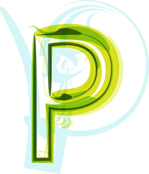 エコロジービーガングリーンエコ要素有機シンボル芸術フォント ベクトルイラスト 手紙P — ストックベクタ