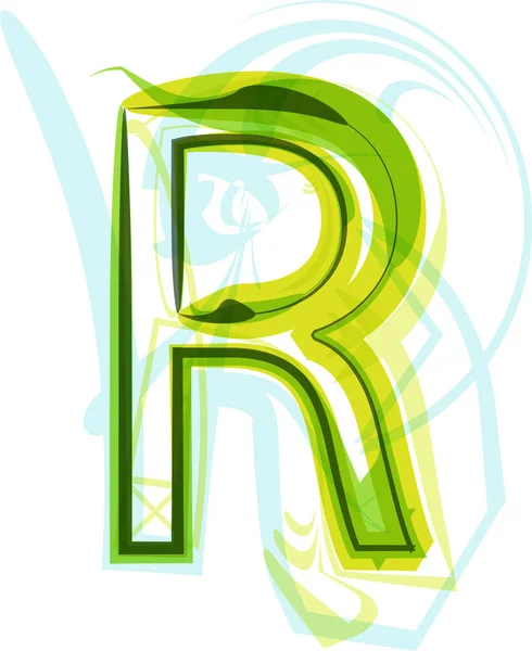 エコロジービーガングリーンエコ要素有機シンボル芸術フォント ベクトルイラスト 手紙R — ストックベクタ