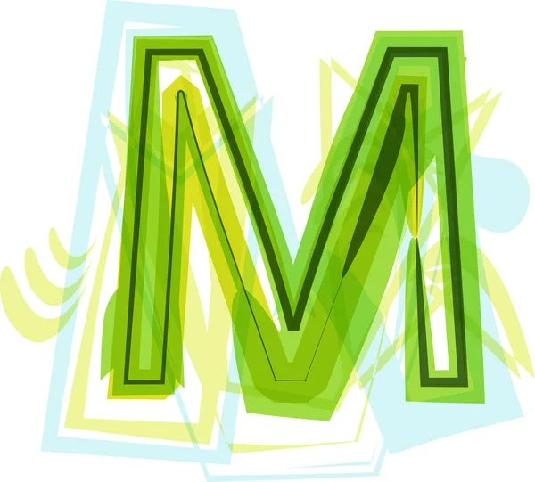 生态纯素绿色生态元素有机符号艺术字体 病媒说明 字母M — 图库矢量图片