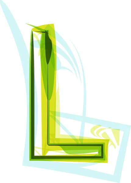 生态纯素绿色生态元素有机符号艺术字体 病媒说明 字母L — 图库矢量图片