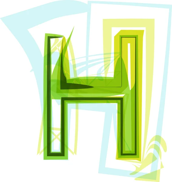 エコロジービーガングリーンエコ要素有機シンボル芸術フォント ベクトルイラスト 手紙H — ストックベクタ