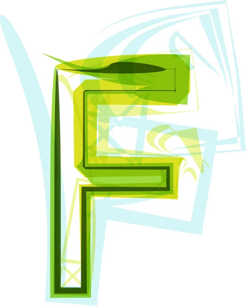 生态纯素绿色生态元素有机符号艺术字体 病媒说明 字母F — 图库矢量图片