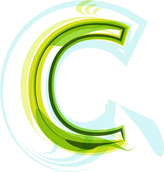 エコロジービーガングリーンエコ要素有機シンボル芸術フォント ベクトルイラスト 手紙C — ストックベクタ