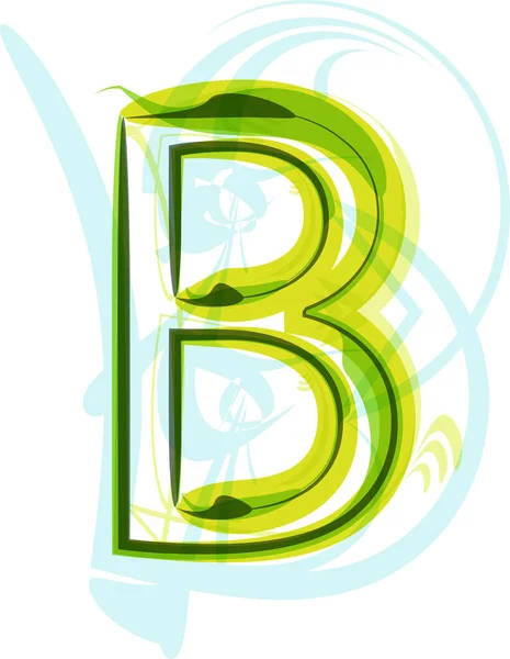エコロジービーガングリーンエコ要素有機シンボル芸術フォント ベクトルイラスト 手紙B — ストックベクタ