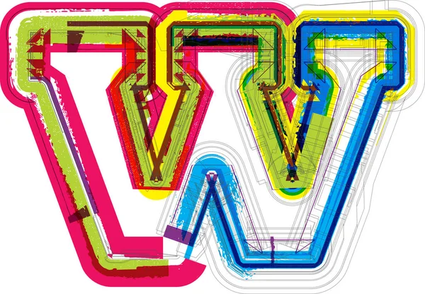 Kunst Geschetste Lettertypen Hoofdletters Symbolen Vector Illustratie Letter — Stockvector