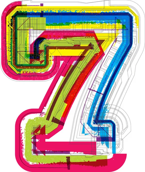 Kunst Geschetste Lettertypen Nummer Symbolen Vector Illustratie Nummer — Stockvector