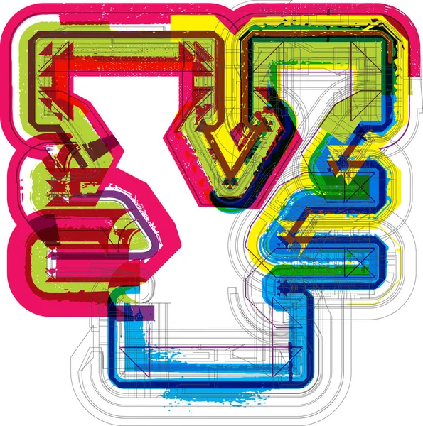 Kunst Skizzierte Yen Symbole Schriften Vektorillustration — Stockvektor