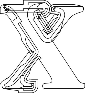 Mimari proje yazı tipi, teknik çizim tarzı alfabe. Geometrik tipografi. Tel çerçeve harfleri, mimari logo ve başlık için taslak darbeleri olan tipografik tasarım. İzole vektör tipi.