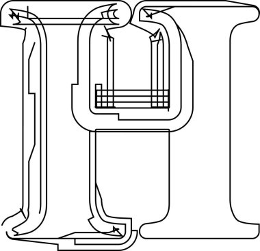 Mimari proje yazı tipi, teknik çizim tarzı alfabe. Geometrik tipografi. Tel çerçeve harfleri, mimari logo ve başlık için taslak darbeleri olan tipografik tasarım. İzole vektör tipi.
