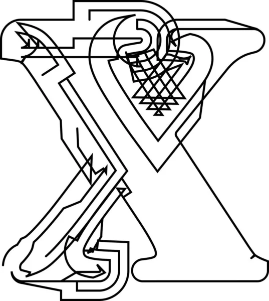 프로젝트 드로잉 알파벳 기하학적 타이포그래피 와이어 프레임 타이포그래피 디자인 로고와 — 스톡 벡터