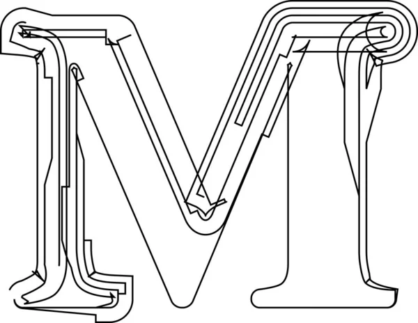 Architektonické Písmo Projektu Technická Abeceda Stylu Kresby Geometrická Typografie Drátěná — Stockový vektor