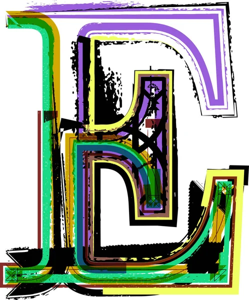 Artă Schițată Fonturi Simboluri Sus Literă Ilustrație Vectorială — Vector de stoc