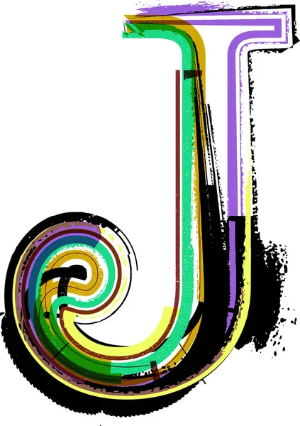 Resim Çizilmiş Yazı Tipleri Büyük Harf Sembolleri Vektör Illüstrasyon Harfi — Stok Vektör