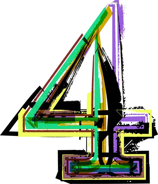 Konst Tecknad Teckensnitt Siffror Symboler Vektor Illustration Nummer — Stock vektor