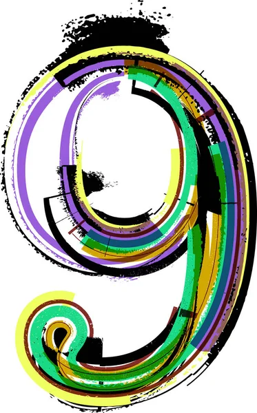 Art Croquis Polices Symboles Numériques Illustration Vectorielle Numéro — Image vectorielle