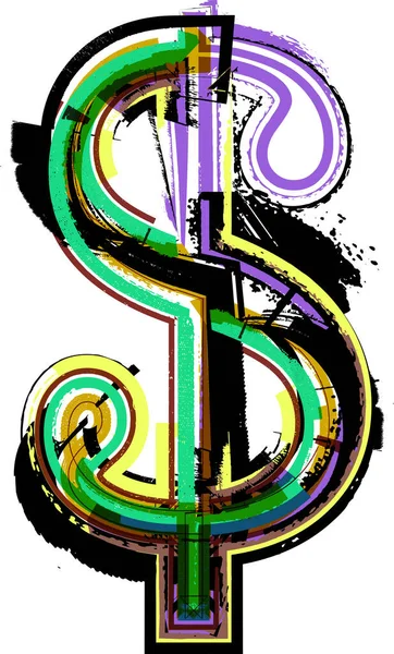 Kunst Skizzierte Dollarsymbole Schriften Vektorillustration — Stockvektor