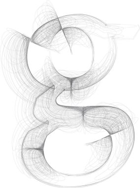 Karalama dijital çizim. Vektör el çizilmiş G harfi