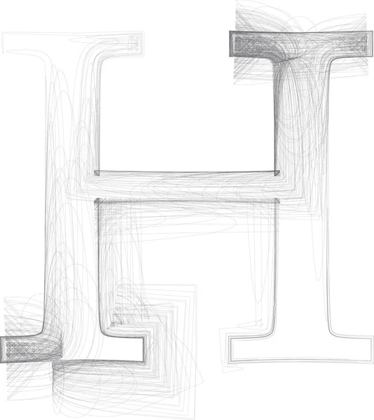 Скетч Нарисованный Цифровым Способом Векторная Рука Нарисованная Буквой — стоковый вектор