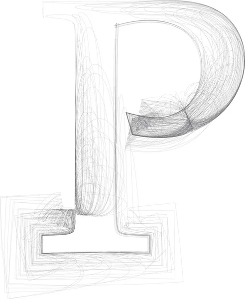 Croquis Numérique Dessiné Doodle Vecteur Dessiné Main Lettre — Image vectorielle