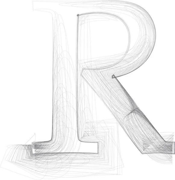 디지털 스케치 손그리기 Letter — 스톡 벡터