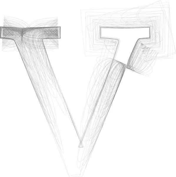 Doodle Digitale Tekening Schets Vector Met Hand Getrokken Leter — Stockvector