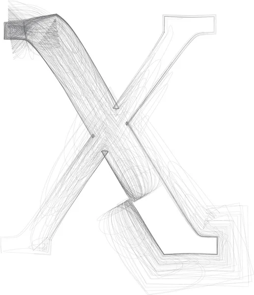 涂鸦数码绘图草图 矢量手绘字母X — 图库矢量图片