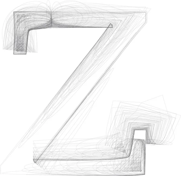 Croquis Numérique Dessiné Doodle Vecteur Dessiné Main Letter — Image vectorielle