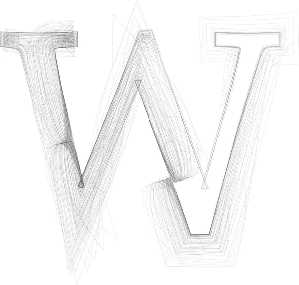 涂鸦数码绘图草图 矢量手绘字母W — 图库矢量图片