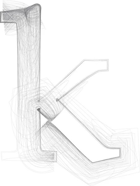 涂鸦数码绘图草图 矢量手绘字母K — 图库矢量图片