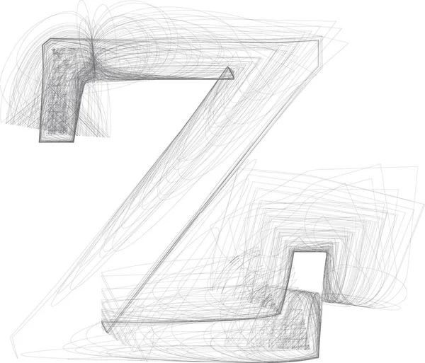 Croquis Numérique Dessiné Doodle Vecteur Dessiné Main Letter — Image vectorielle