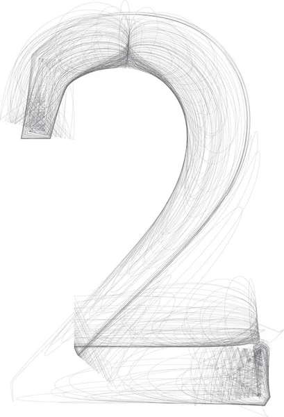 Doodle Digital Drawn Sketch Vector Hand Drawn Number — Stock Vector