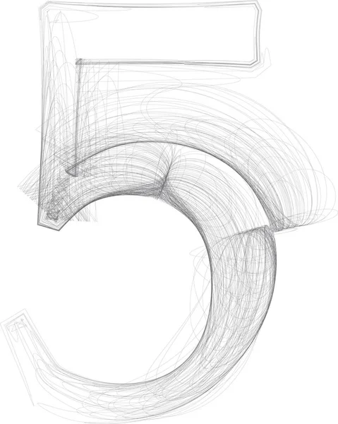 Doodle Digital Drawn Sketch Vector Hand Drawn Number — Stock Vector