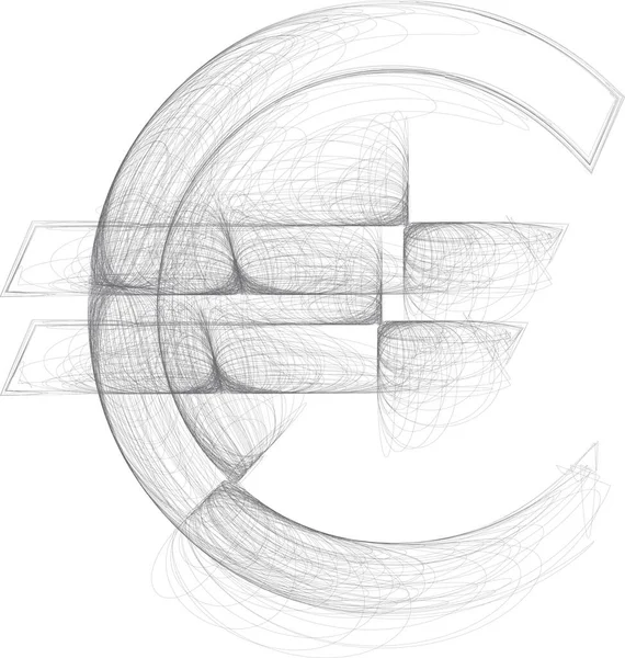 Ψηφιακό Σκίτσο Ζωγραφισμένο Στο Χέρι Σύμβολο Του Ευρώ — Διανυσματικό Αρχείο