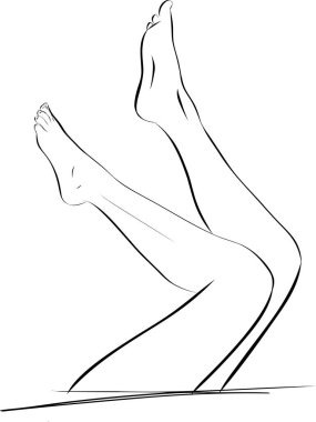 Bayan bacak ve ayak siluetleri, vektör çizimi ince, uzun ve zarif kadın bacakları ve ayakları. Bacak tasarımı ögeleri.