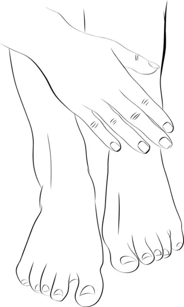 Füße Mit Händen Schönheitskosmetik Hautpflege Und Medizinisches Logo Grafische Vorlage — Stockvektor