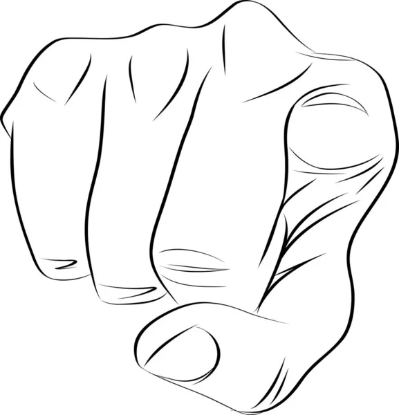 フロントビューで指を指します 手描きのフィスト 指のジェスチャー フォーフィンガー インデックスフィンガーイラスト — ストックベクタ
