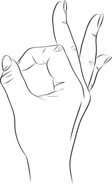 Esboço Gestos Mão Sinal Zero Símbolo Sinal Desenhado Mão Direita — Vetor de Stock