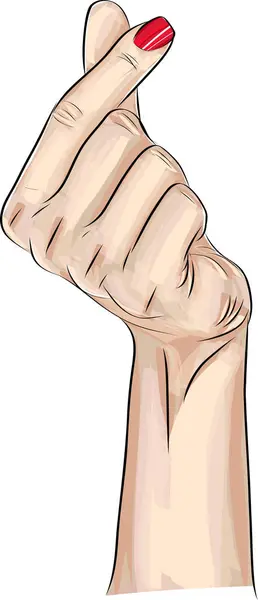 Ручний Жест Серце Двох Пальців Міні Серцевий Знак Пальців Рука — стоковий вектор