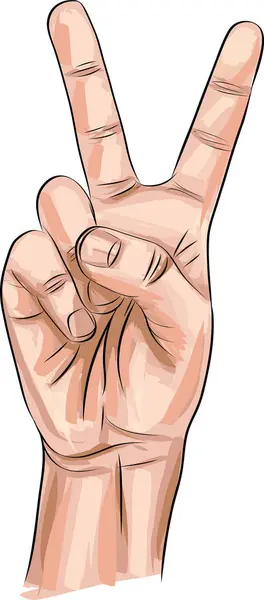 Symbol Des Sieges Und Des Friedens Hand Mit Zwei Fingern — Stockvektor