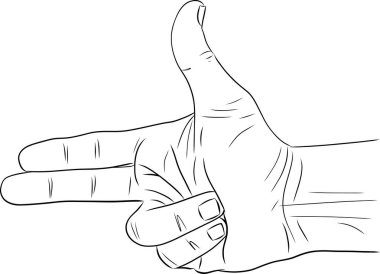 Ateş eden parmaklar sembolü Silah parmak vektör çizim el işareti