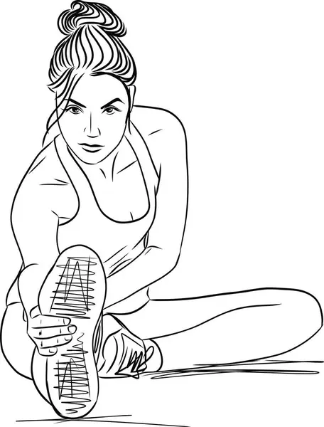 Mladá Sportovní Žena Protahuje Tělocvičně Zdravé Tělo Meditace Žena Dělá — Stockový vektor