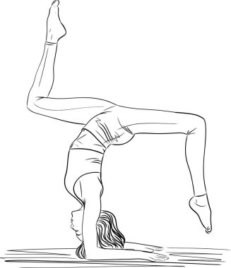 Yoga pozisyonunda kadın egzersizi. Seksi vücut, meditasyon, egzersiz, esneme, asana