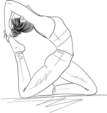 Yoga pozisyonunda kadın egzersizi. Seksi vücut, meditasyon, egzersiz, esneme, asana