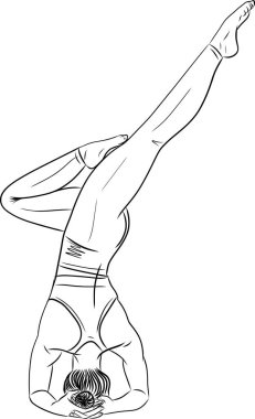 Yoga pozisyonunda kadın egzersizi. Seksi vücut, meditasyon, egzersiz, esneme, asana