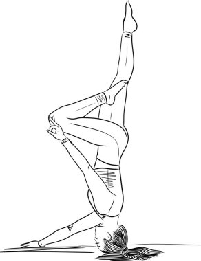 Yoga pozisyonunda kadın egzersizi. Seksi vücut, meditasyon, egzersiz, esneme, asana