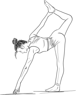 Yoga pozisyonunda kadın egzersizi. Seksi vücut, meditasyon, egzersiz, esneme, asana