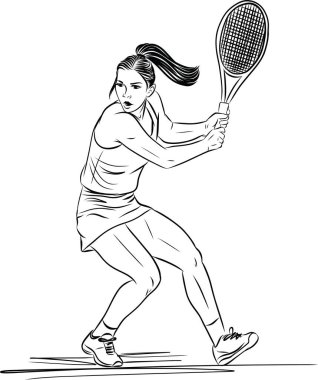 Tenis oyuncusu servis atıyor. Genç tenisçi topa vurmak üzere..