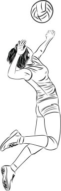 Kadın voleybol oyuncusunun iş başındaki çizimi
